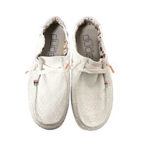 Hey Dude Wendy Boho Crochet White Sneakers Size 7